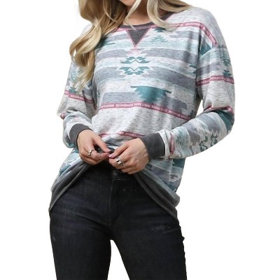 Women's Brooke Aztec Hacci Sweatshirt - Avery Apparel