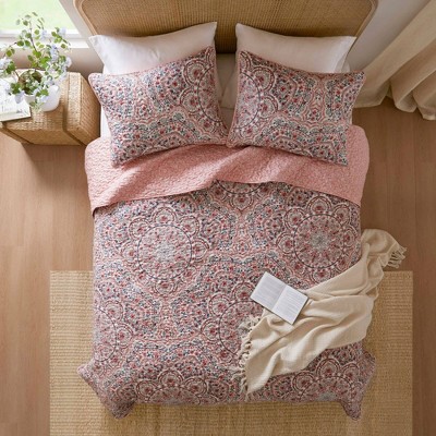 510 Design 3pc King Valerie Boho Floral Reversible Quilt Set Pink — фото 2