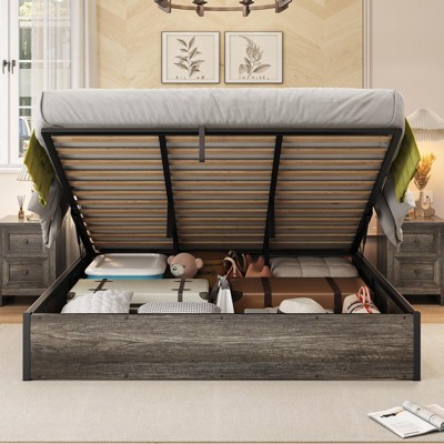 AMERLIFE Lift Up Storage Bed with Storage Underneath, No Headboard