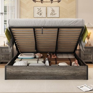 AMERLIFE Lift Up Storage Bed with Storage Underneath, No Headboard - 1 of 3