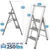 Step Ladder Modern  - Beautiful Gray Wood - Silver & Black Aluminum  - By SORFEY - 2 of 4