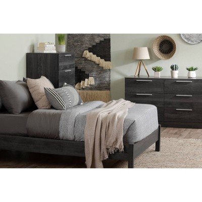 Queen Gray Oak Low Profile Platform Bed Frame