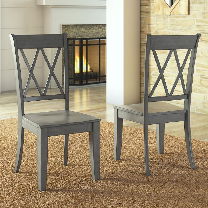 Set of 2 South Hill X Back Dining Chair Antique Gray - Inspire Q, 4 of 13