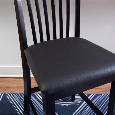 Torino Black Wood and Faux Leather Counter Stool, 24" Seat Height