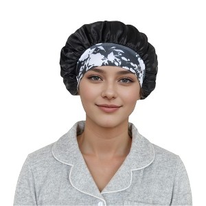 Anna-Kaci Women Silk Bonnet for Sleeping Satin Hair Bonnet with Floral Elastic Band for Hair Protection - 1 of 4