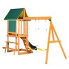 JANSNO 3 in 1 Wooden Outdoor Swing Set with Slide, 2 Swings and Climber - 3 of 4