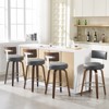 Bekrvio 26" Faux Leather Swivel Bar Stools Set of 1/2/3/4,Mid Century Modern Counter Chairs with Wood Legs and Curved Back for Kitchen Island - 2 of 4