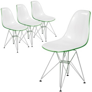 LeisureMod Cresco Modern Acrylic Dining Chairs Set of 4 with Eiffel Chrome Base, Stylish Accent for Contemporary Dining Room or Kitchen Table Seating - 1 of 4