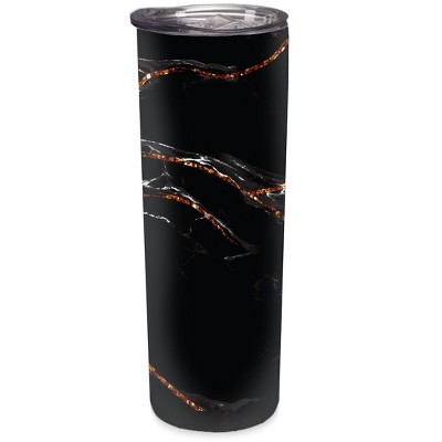 Elanze Designs Marbled Pattern Black Red 20 ounce Stainless Steel Travel Tumbler