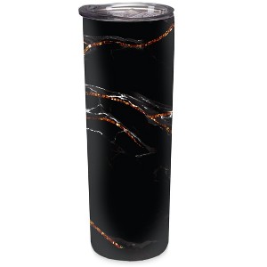 Elanze Designs Marbled Pattern Black Red 20 ounce Stainless Steel Travel Tumbler - 1 of 4