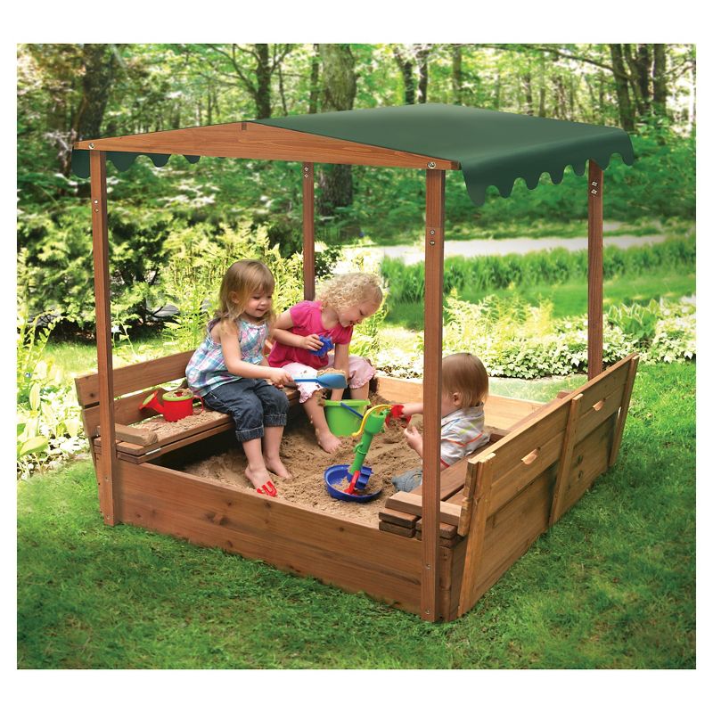 Badger Basket Covered Convertible Cedar Sandbox with Canopy and Two Bench Seats, 4 of 6