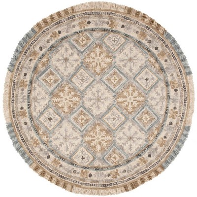 Blossom BLM915 Hand Hooked Area Rug - Beige/Multi - 6' Round - Safavieh.