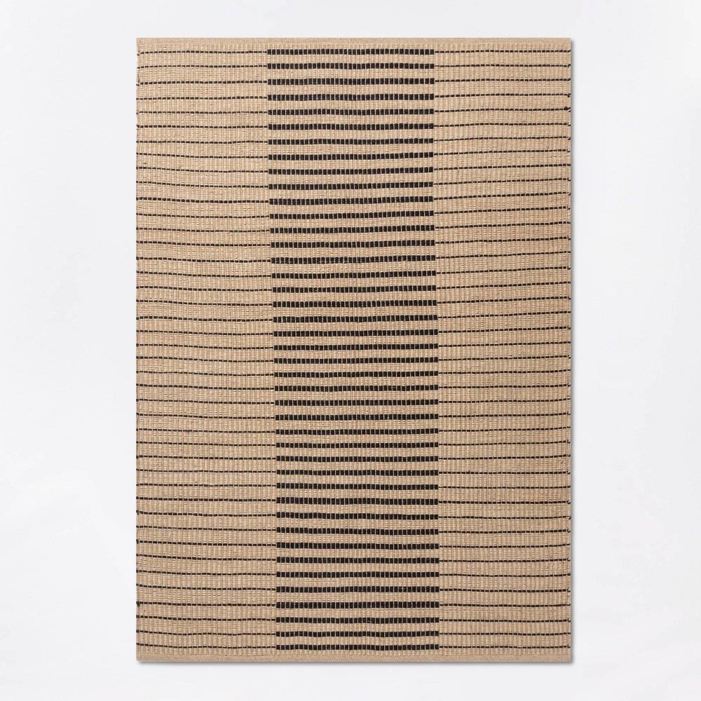 Photos - Area Rug 5'x7' Reseda Hand Woven Striped Jute Cotton  Black - Threshold™ de