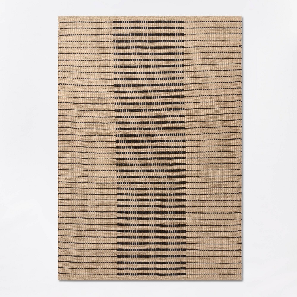 5'x7' Reseda Hand Woven Striped Jute Cotton Area Rug Black - Threshold designed with Studio McGee