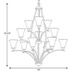 Progress Lighting Joy 12-Light Three-Tier Chandelier, Steel, Antique Bronze, Etched White Fluted Glass - image 2 of 2