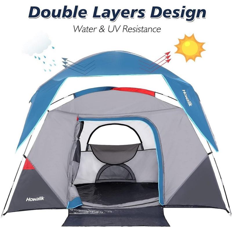 Whizmax Camping Tent with Rainfly, Easy Set up Person for Hiking Backpacking Traveling Outdoor, Light Blue, 2 of 8