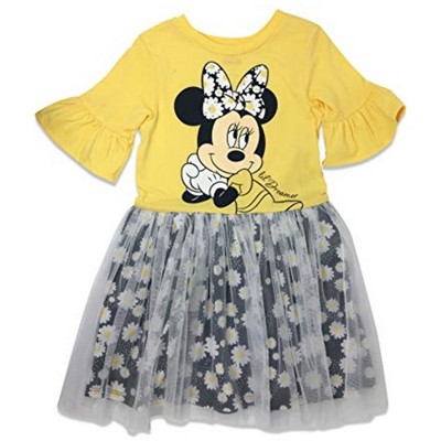 Mickey Mouse & Friends Minnie Baby Girls Tulle Short Sleeve Dress Yellow 