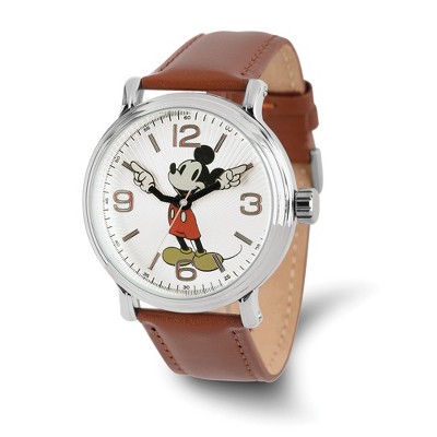 Black Bow Jewelry Disney Adult Size Brown Leather Mickey Mouse Watch