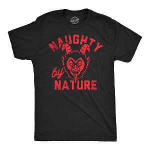 Mens Funny T Shirts Naughty By Nature Sarcastic Christmas Krampus Graphic Novelty Tee For Men - Crazy Dog Men's T Shirt - 1 of 4