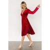 Clearlove Women's Elegant Velvet Midi Dress Deep V Neck Long Sleeve Flared Dress - 3 of 4