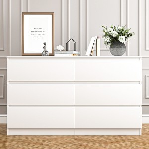 CIPACHO Modern White 6-Drawer Dresser - Roomy Double Dresser for Home - 1 of 4