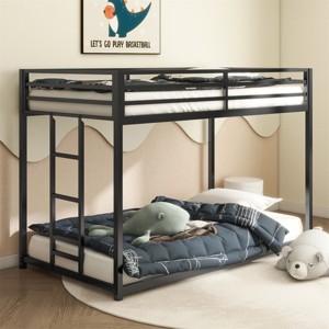 ELJGET Twin Over Twin Bunk Bed Heavy Duty Metal Bunk Bed w/ Ladder Safety Guardrails - 1 of 4