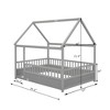 Single-Occupant Low-Profile Wooden Bed with House Roof Frame and Fence-Style Guardrails - 4 of 4