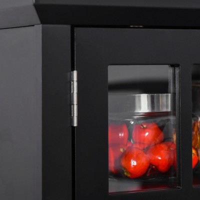 Black Engineered Wood Kitchen Hutch with Adjustable Shelves