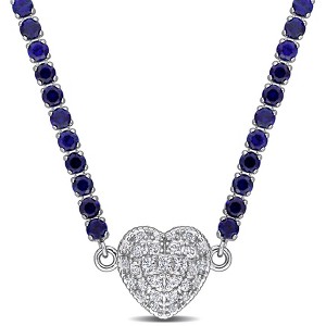 EVERLY JEWELRY  |   Sterling Silver 16 4/5 CT TGW Created Blue Sapphire Created White Sapphire Necklace With Chain - 1 of 4