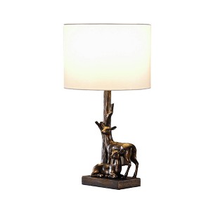 19.75" Capreolus Western Roe Deer Polyresin Table Lamp Bronze - Ore International: Forest Accent, Drum Shade - 1 of 4