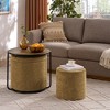 Set of 3 Upholstered Ottoman Multi-functional Storage Ottoman with Coffee Table, Beige/Dark Blue/Dark Yellow/Dark Green-ModernLuxe - 4 of 4
