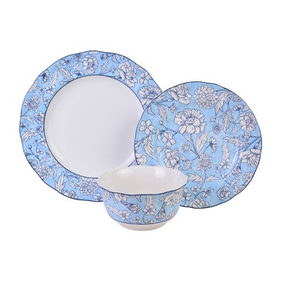 Cleremont Blue Floral Porcelain 12-Piece Dinnerware Set