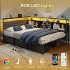 Furnulem Full Size Bed Frame with Headboard and Storage Drawers Full Metal Platform Corner Bed Frame with Charging Station and LED Lights - 4 of 4