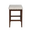 Bar Stools Set Of 2, Modern Backless Fabric Upholstered Saddle Stools, Counter Height Bar Stool With Solid Wood Legs For Dining Room, Beige - 4 of 4