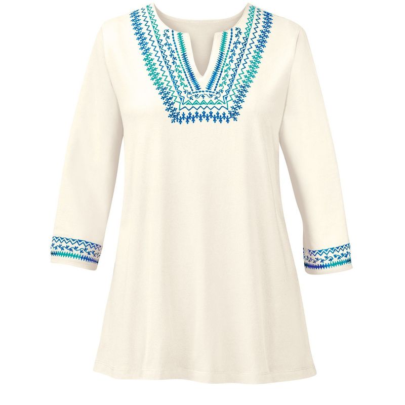 Collections Etc Multi Colored Embroidered V-Neck Tunic, 1 of 5