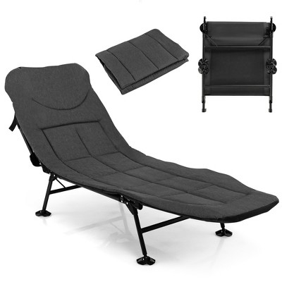 Costway Folding Camping Cot with  Detachable Mattress & 6-Position Adjustable Backrest Navy/Grey