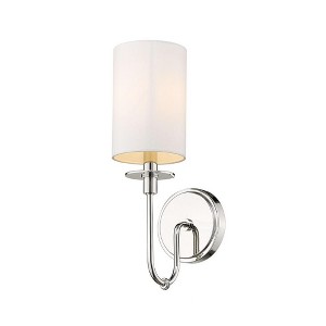 Ella Fabric Wall Sconce - 1-Light Dimmable Fixture for Modern Spaces, 15.5" Height - 1 of 2