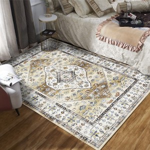 Vintage Floral Distressed Printed Area Rug Low Pile Machine Washable Stain Resistant Non Shedding Non Slip Pet Friendly Floor Mat - 1 of 4