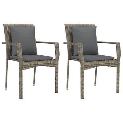 vidaXL 2 pcs Patio Chairs with Extra Cushions - Outdoor Furniture Made of Weather-Resistant Poly Rattan