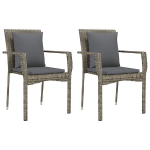 vidaXL 2 pcs Patio Chairs with Extra Cushions - Outdoor Furniture Made of Weather-Resistant Poly Rattan - 1 of 4