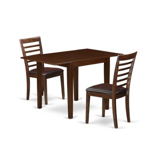 HomeStock 3-Pc Mahogany Finish Solid Wood Top Dining Table Set - 1 of 4