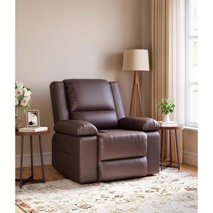 Oversized Motorized Lift Recliner with Heat & Massage – Adjustable PU Leather Chair, Ergonomic Support for Seniors & Limited Mobility - 1 of 4