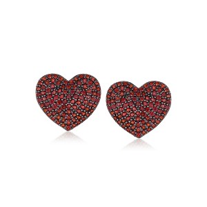 Ross-Simons 4.00 ct. t.w. Garnet Heart Earrings in Sterling Silver - 1 of 3