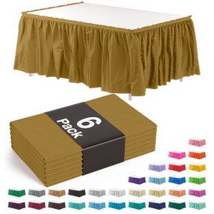Crown Display 6 pack Disposable Plastic Tableskirts - 29" x 14 Ft ruffled Table Skirt with Adhesive Strip - 6 Count - 1 of 4