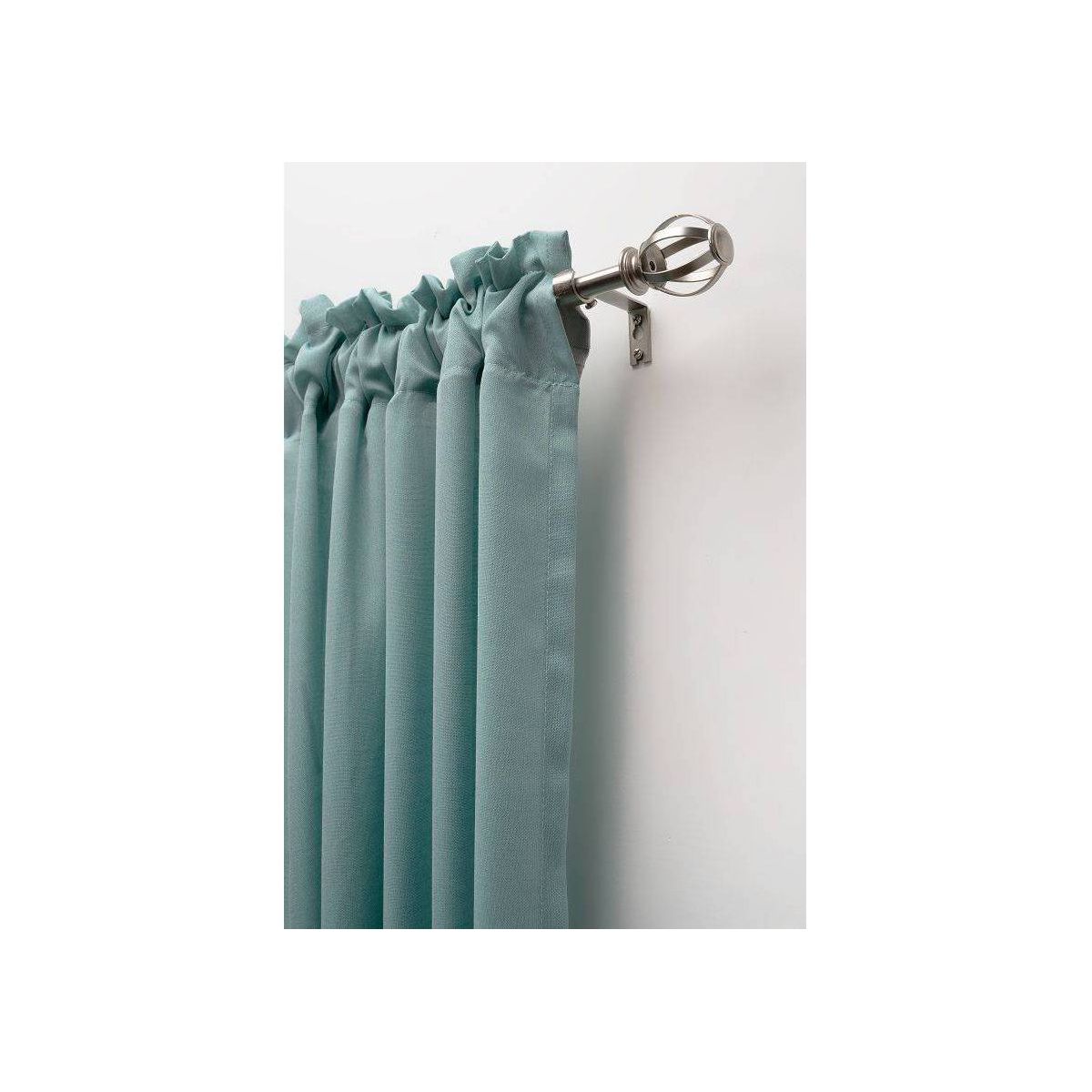 Decorative Drapery Single Rod Set with Cage Ball Finials Brushed Nickel - Lumi Home Furnishings - thumbnail 3