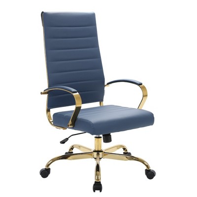 LeisureMod Benmar High-Back Leather Office Chair with Swivel, Tilt, and Adjustable Height