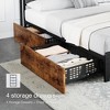 Rustic BrownStorage Bed Frame – 4-Drawer Platform with Charging Station (No Box Spring Needed) - 4 of 4