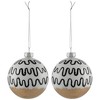 Northlight Abstract Glass Ball Christmas Ornaments - 3" (80mm) - White and Black - 6ct - 4 of 4