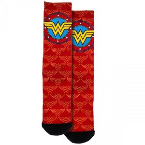 Adult Wonder Woman Logo and Symbols All Over Crew Socks - 1 of 2