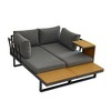 Aluminum Patio Furniture Set Outdoor L-Shaped Sectional Sofa With Plastic Wood Side Table And Soft Cushion Sectional Chat Sofa - 4 of 4